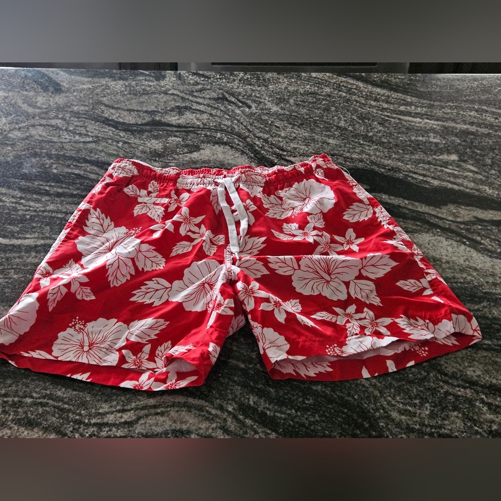 Floral Red Swim Shorts